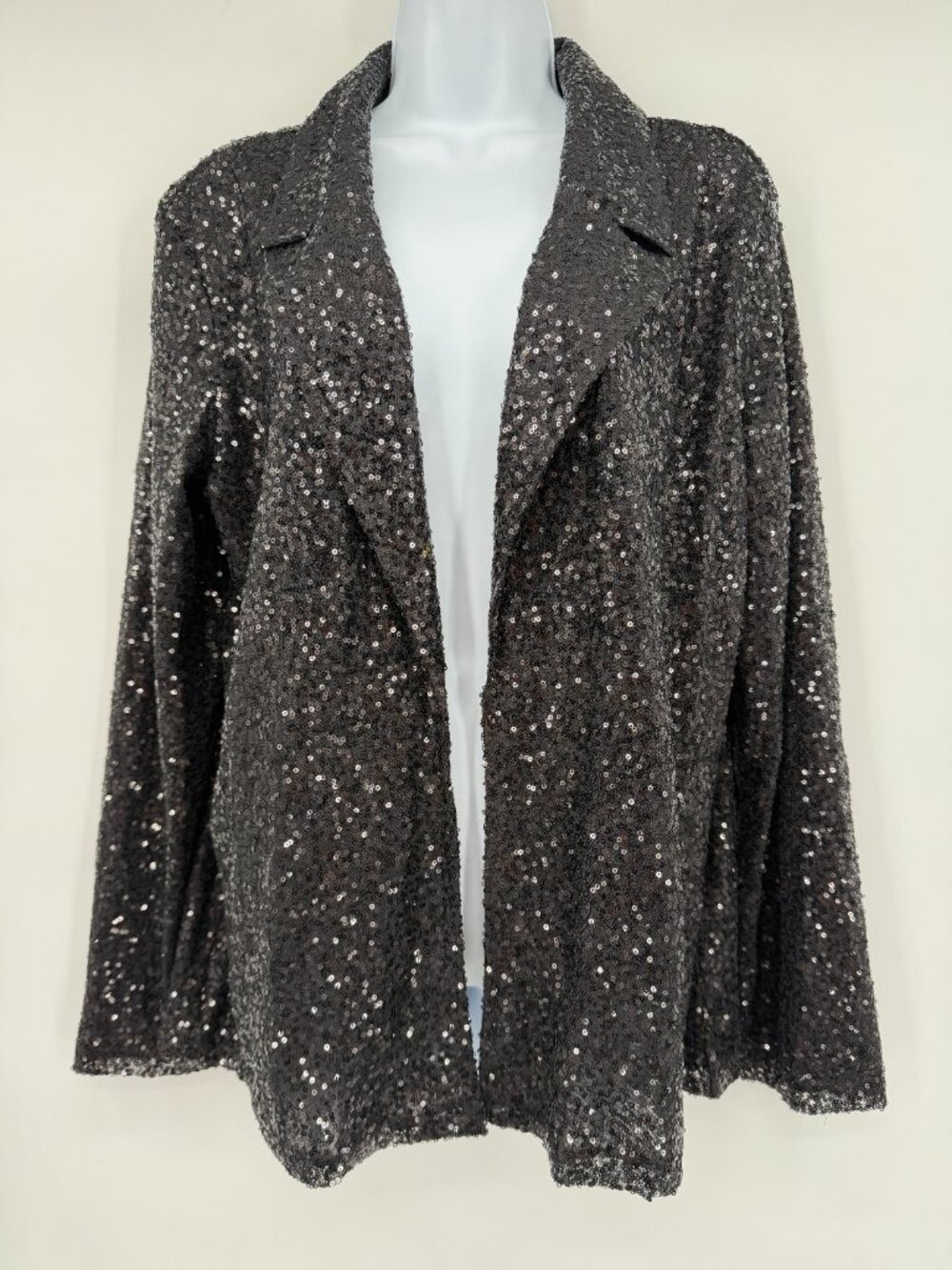 Melrose and Market Women’s M Black Sequin Open Front Blazer Cocktail Jacket NWT